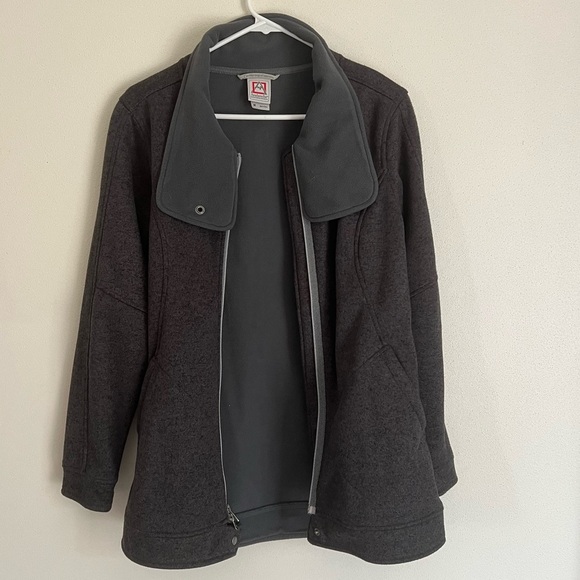 Avalanche Dark Gray Fleece Mid-Length Jacket with Wrap Collar Size Medium - Picture 5 of 8